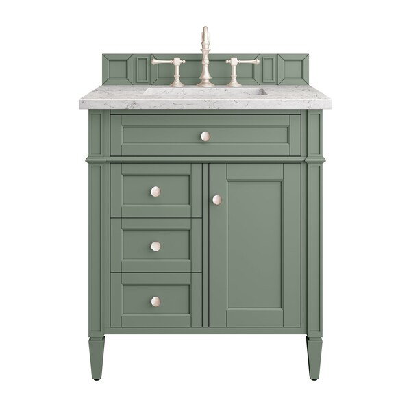 James Martin Vanities Brittany 30in Single Vanity, Smokey Celadon w/ 3 CM Eternal Jasmine Pearl Top 650-V30-SC-3EJP - main